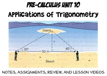 Preview of Applications of Trigonometry (Pre-Calculus Unit 10)