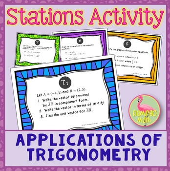 Preview of Applications of Trigonometry Stations Activity (PreCalculus - Unit 6)
