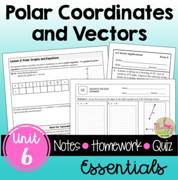 Preview of Polar Coordinates and Vectors Essentials with Lesson Videos (Unit 6)