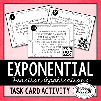 Preview of Applications with Exponential Functions | Task Cards