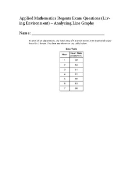 Preview of Applied Mathematics Regents Questions (Living Environment) – Analyzing Graphs