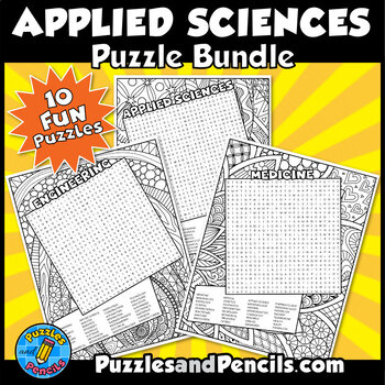 Preview of Applied Sciences Word Search Puzzle & Coloring BUNDLE | 10 Wordsearch Puzzles