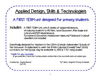 Preview of Applied Skill, Design & Tech 1st Term Plan