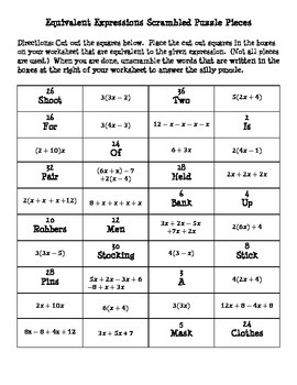 Generate Equivalent Expressions Using Math Properties Ccss 6 Ee A 3 6 Ee A 4