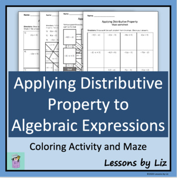 Preview of Distributive Property Coloring Activity and Maze