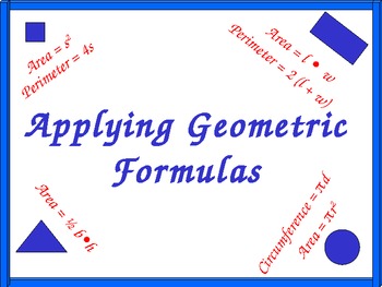 Preview of Applying Geometric Formulas and Handout, Math PowerPoint