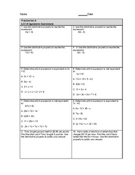 Applying Properties Of Operations To Generate Equivalent Expressions