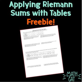 Preview of Applying Riemann Sums with Tables Review Freebie
