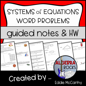 Preview of Systems of Equations Word Problems - Guided Notes and Homework