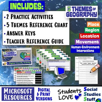 5 Themes of Geography Worksheets: 2 Practice WS Five Themes | Distance