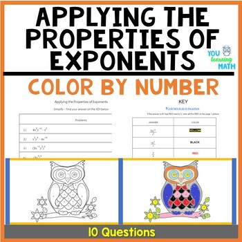 Preview of Applying the Properties of Exponents: 10 Problems - Color by Number
