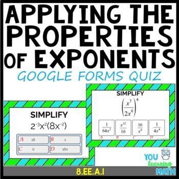 Preview of Applying the Properties of Exponents: Google Forms Quiz - 30 Problems