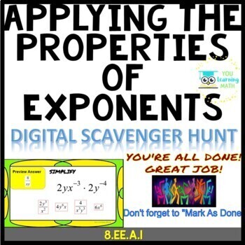 Preview of Applying the Properties of Exponents: Google Slides Digital Scavenger Hunt