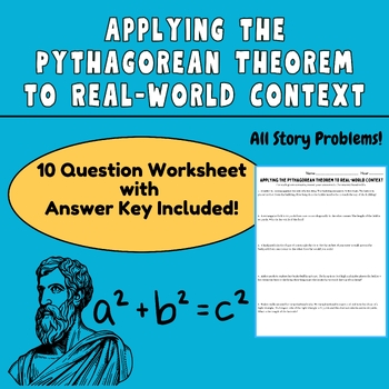 Preview of Applying the Pythagorean Theorem to Real-World Context with Answer Key