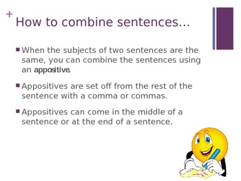 Preview of Appositives (Combining Sentences) PowerPoint Presentation