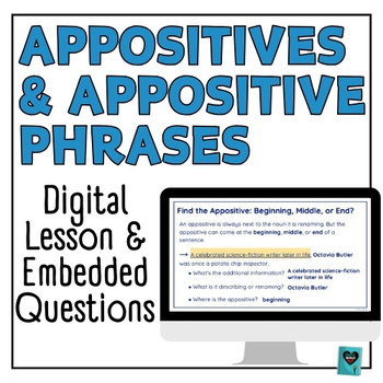 Preview of Appositives PowerPoint Slideshow Commas Lesson Review Activity ELA Middle School