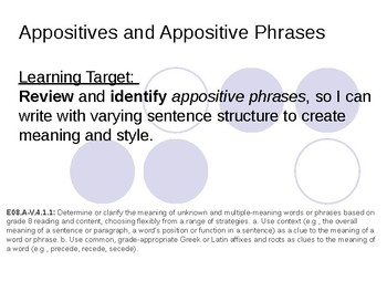 Preview of Appositives and Appositive Phrases