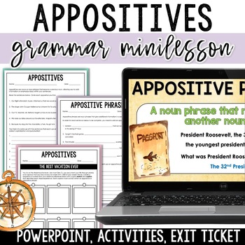 Preview of Appositives and Appositive Phrases Mini-Lesson - PowerPoint and Worksheets