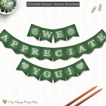 Preview of Appreciation Banner, Thank You, End of Year, Teacher Appreciation, PRINTABLE