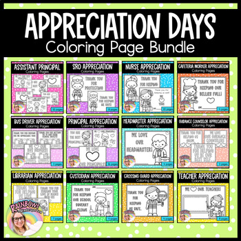 Preview of Appreciation Days Coloring Pages BUNDLE School Appreciation Days Coloring Pages