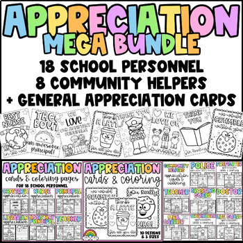 Preview of Appreciation Days MEGA BUNDLE -School Personnel Community Helper Thank You Cards