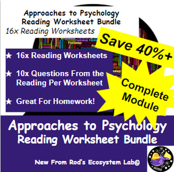 Preview of Approaches to Psychology Module Reading Worksheet Bundle **Editable**