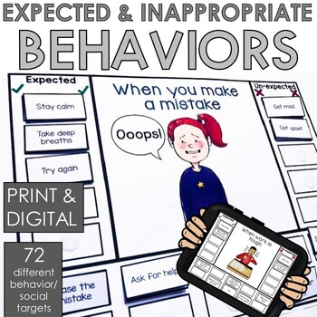 Preview of Behavior self regulation and social skills worksheets and sorting activities SEL