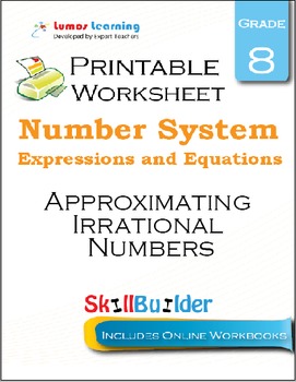 Preview of Approximating Irrational Numbers Printable Worksheet, Grade 8