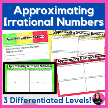 Preview of Approximating Irrational Numbers Square Roots 8th Grade Math Stoplight Activity