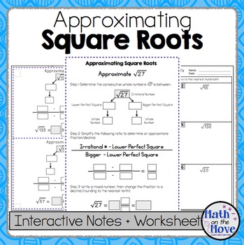 Estimating Square Roots - Interactive Notes and Worksheet (8.NS.2)