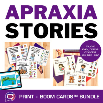 Preview of Apraxia Book Story Repetitive CV CVC CVCV CV1CV2 C1V1C2V2 Interactive Boom Cards