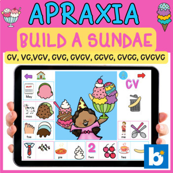 Preview of Apraxia Build a Sundae /Kid Summer Ice Cream / BOOM Cards 