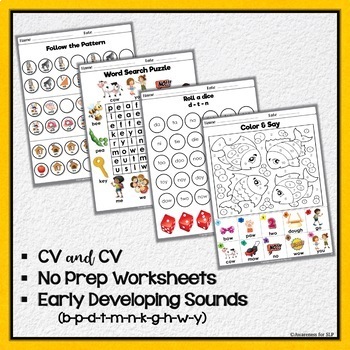 Apraxia of Speech Activities Apraxia Worksheets Early Sounds TPT