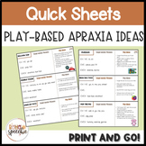 Apraxia Quick Sheet for Play Based Sessions