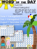 Apraxia Summer HW 2017 Calendars (Variegated CVCV, CVCVC &