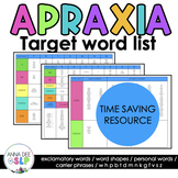 Apraxia Target Word List for Speech Therapy