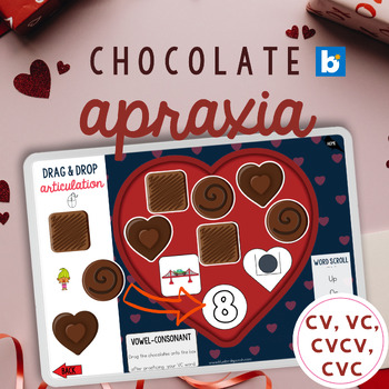 Preview of Valentine's Day Apraxia of Speech Box of Chocolates CVC, CVCV, CV, VC Practice