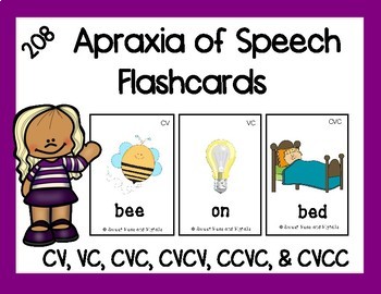 Preview of Apraxia of Speech Flashcards: 208 Cards for CV, VC, CVC, CVCV, CCVC, & CVCC