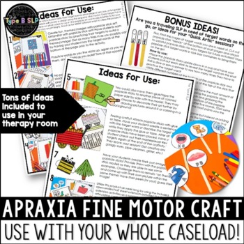 Apraxia of Speech Fine Motor Practice : Popsicle Stick Art BUNDLE