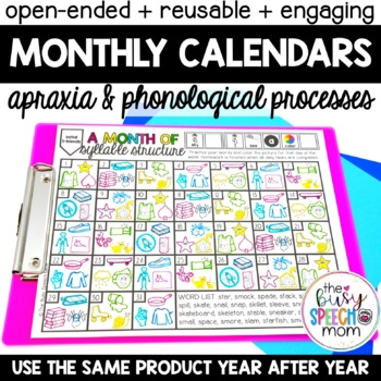Preview of Apraxia of Speech and Phonological Processes Homework Calendar