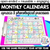 Apraxia of Speech and Phonological Processes Homework Calendar