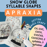Apraxia snow globe syllables, CV CVC CVCV multisyllabic Ch