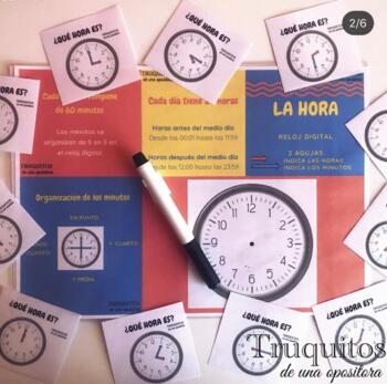 Preview of APRENDE LA HORA. Learning time (hour) in Spanish.