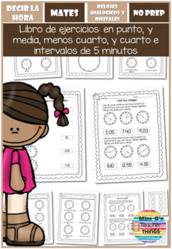 Preview of Aprender a decir las horas: intervalos de 5 minutos en español - Time in Spanish