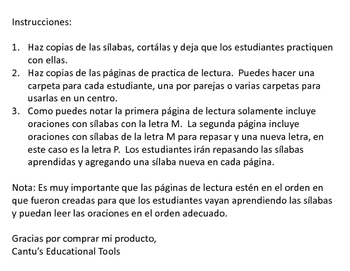 Aprendiendo a leer con silabas - Fluidez by Cantu's Educational Tools