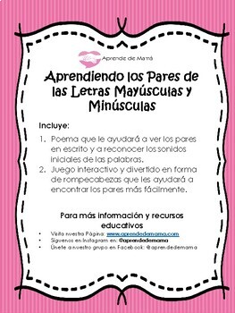 Preview of Juego de Rompecabezas para aprender los pares de las Letras Mayusculas y Minuscu