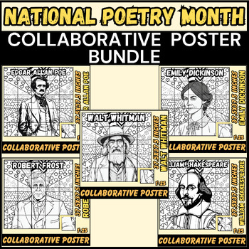 Preview of Apri National Poetry Month Collaborative Coloring Poster Bundle |