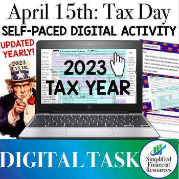 Preview of April 15th Filing Federal 1040 Tax Return Digital Activity 2023 Financial Lit