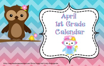 Preview of April 1st Grade Calendar for ActivBoard