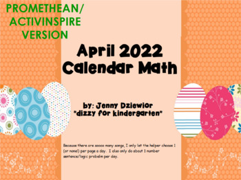 Preview of April 2022 Calendar math for the Promethean Board (ActivBoard)